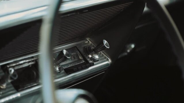 Footage of vintage Chevrolet Impala.
Impala  badge . impala steering wheel. classic car