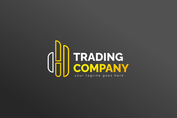 Simple Modern Isolated Trading Logo Template. In White and Yellow Color. For your trading company, business, brand, and many more