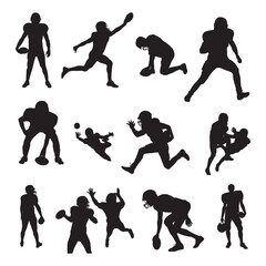 American football player silhouettes set