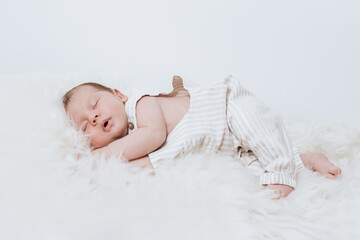 portrait of a sleeping baby - obrazy, fototapety, plakaty