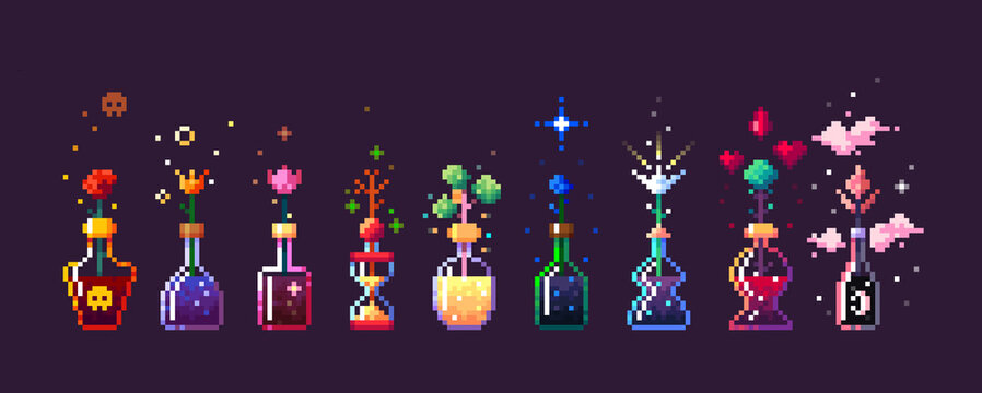 Pixel Art Potions and Flowers Pack