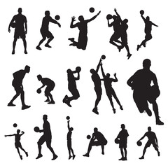 Man volleyball player silhouettes, Volleyball player man silhouettes collection
