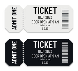 Simple black and white tickets
