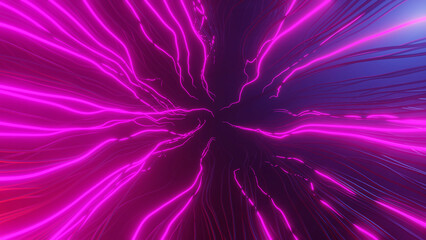 Purple neon lightning gaming style background. 3d illustration for games
