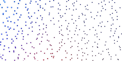 Dark Blue, Red vector background with small and big stars.