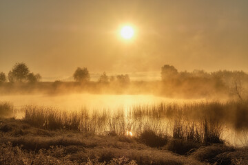 misty sunrise over the river