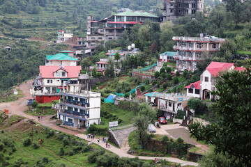 Fototapeta na wymiar view of the town of the city in the dharamsala himachal pradesh , India
