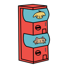 Capsule toy vending machines, dog and cat. 
Gashapon machine.