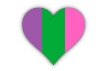 Bandera interseccional, sorora y aliada (BISA) en corazón