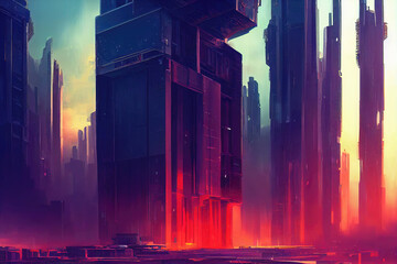 concept art illustration of a futuristic city