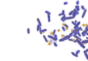 Enlargement 3d rendering of group of flu bacterias - obrazy, fototapety, plakaty