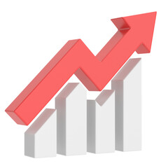 Growth graph, Growth chart. 3D illustration.