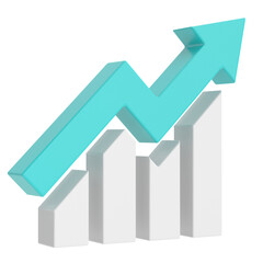 Growth graph, Growth chart. 3D illustration.