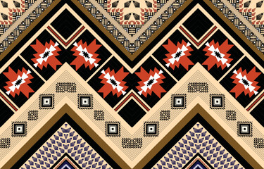 Ethnic geometric abstract seamless pattern design. Native American Navajo Aztec pattern vector elements designed for background, wallpaper, print, wrapping, tile. vector illustration. Embroidery style