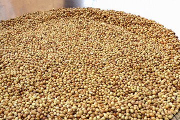 Closeup view of organic dried coriander seeds background