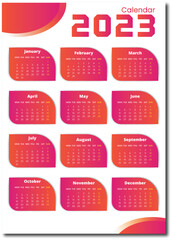 New year 2023 calendar template
