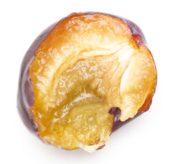 Ripe plum berries isolated on white background.