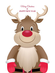Christmas illustration with reindeer for postcard, background, banner, poster, cover, packaging