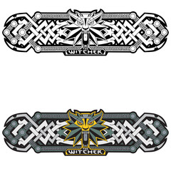Set of banners in Celtic style.Banners with animal muzzle.