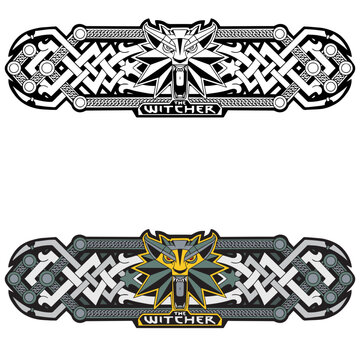 Set of banners in Celtic style.Banners with animal muzzle.