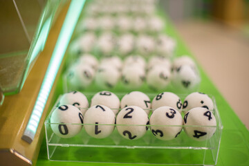 white balls for the game of lottery.