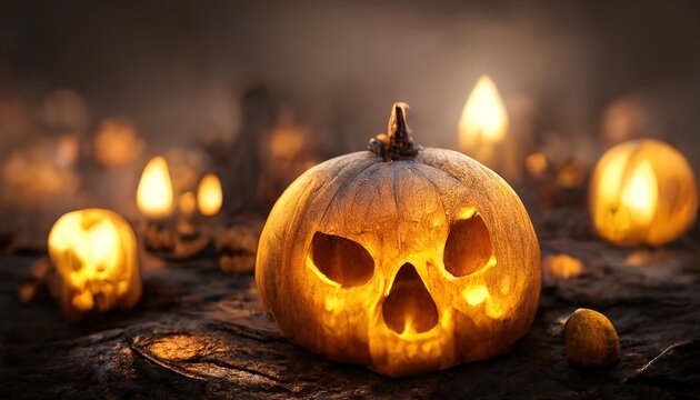 October 31 Halloween day eyes of Jack O' Lanterns. 3D render. Raster illustration.