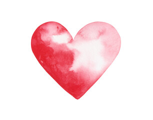 red romantic bright watercolor heart for holiday design and decoration