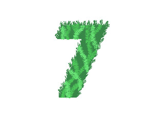 Green number  7  - Foliage style