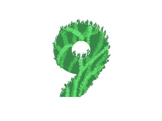Green number  9  - Foliage style - obrazy, fototapety, plakaty