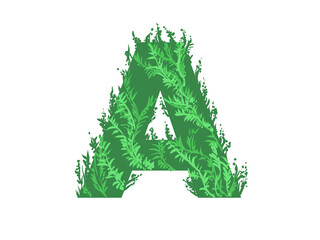 Green letter  A  - Foliage style - obrazy, fototapety, plakaty