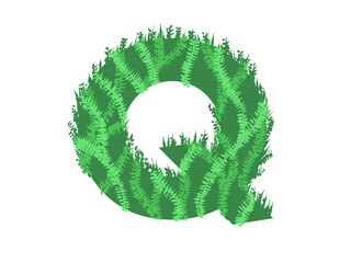 Green letter  Q  - Foliage style © neurostructure