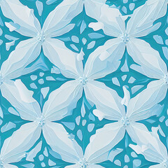 Obraz premium winter pattern illustration in a style of blue and white, cartoon art