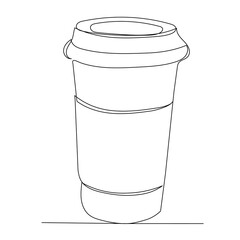 cup of coffee one continuous line drawing, isolated vector
