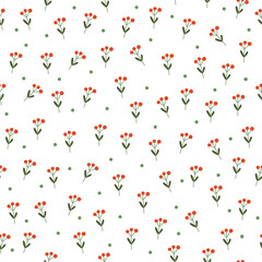 Winter seamless vector pattern with holly berries. Part of Christmas backgrounds collection. Can be used for wallpaper, pattern fills, surface textures, fabric prints.