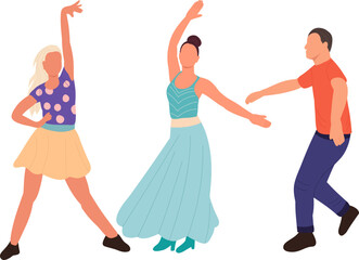 people dance with hand on white background, isolated vector