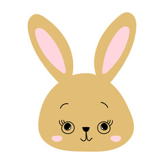 portrait rabbit cartoon on white background, isolated vector