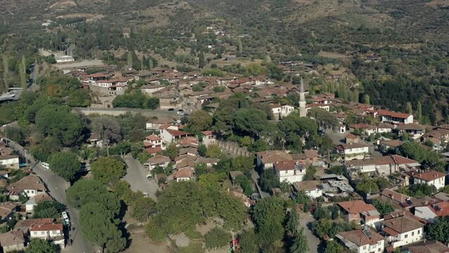 Aerial view of Izmir Birgi village, old stone houses