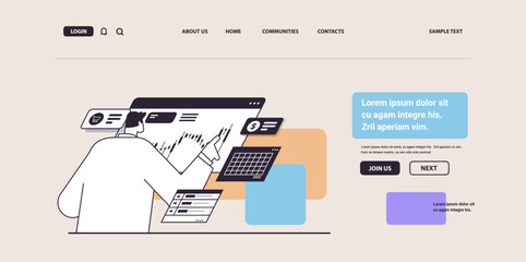 businessman monitoring financial stock market analyzing charts and graphs stock exchange concept