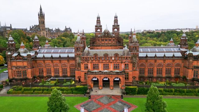 Kelvongrove Art Gallery and Museum in Glasgow - aerial view - travel photography