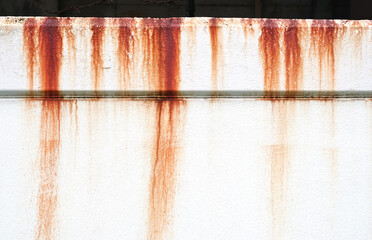 Rust stains on white wall, Use as illustration for presentation.                         