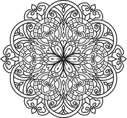 Mandala isolated on the white background.Decorative monochrome ethnic mandala pattern.