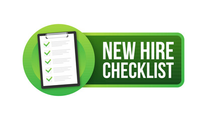New hire checklist. Hiring Process icon. Vector stock illustration. - obrazy, fototapety, plakaty