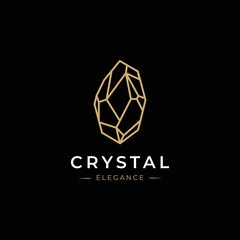 Crystal Gems Logo design vector template Linear style. Jewelry Fashion Luxury Logotype concept outline icon