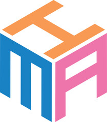 HMA letter logo design with polygon shape. HMA polygon and cube logo design