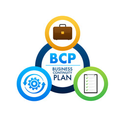 BCP - business continuity Plan business concept. Vector stock illustration. - obrazy, fototapety, plakaty