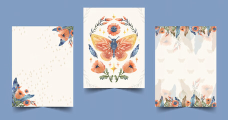 watercolor boho covers set collection vector design illustration