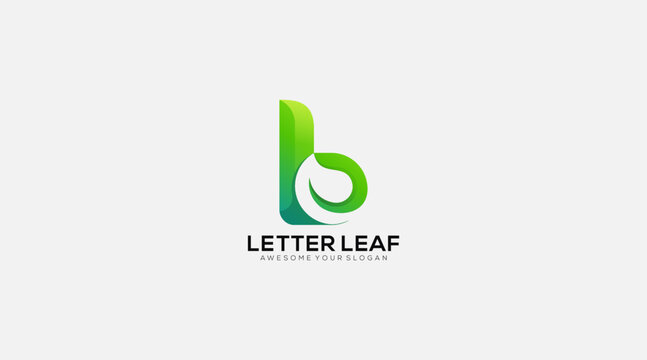 Abstract Initial Letter B, leaf, hearth Logo. green color isolated on White Background
