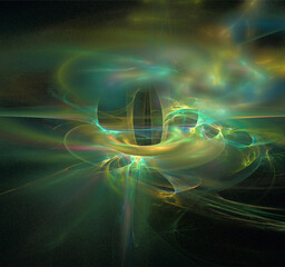 Fototapeta premium abstract green glowing pattern on black background, design, wallpaper