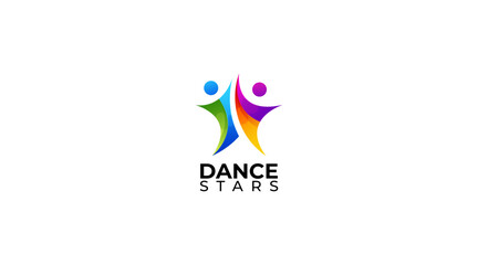 Dance Stars people logo design and symbol success health
