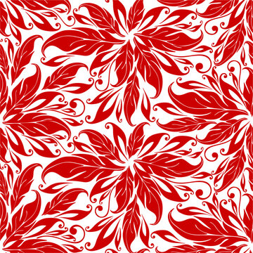 Graphic Seamless Asymmetrical Red Pattern On White Background, Texture, Design